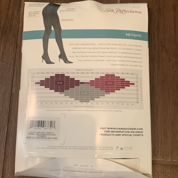 BRAND NEW SILK REFLECTIONS by HANES. RIBBED TIGHTS. Control Top. Size AB. Mocha - Picture 2 of 6